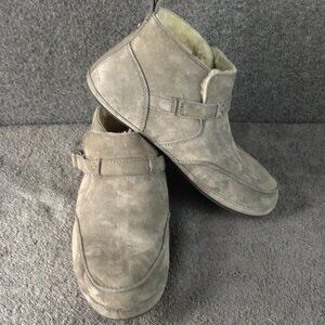 OluKai Ola Hou Shearling Fur Gray Suede Ankle Boot Women’s Size 7